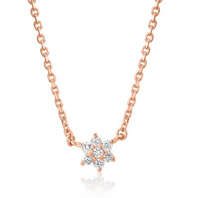 Lant cu pandantiv din aur roz cu diamante de 0.08ct