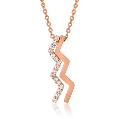 Lant cu pandantiv din aur roz cu diamante de 0.102ct