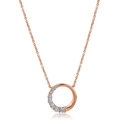 Lant cu pandantiv din aur roz cu diamante de 0.19ct