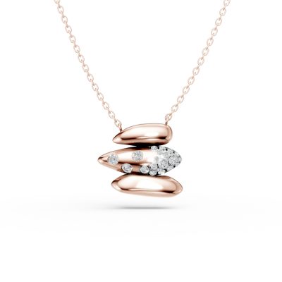 Lant cu pandantiv din aur roz cu diamante de 0.2ct