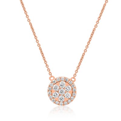 Lant cu pandantiv din aur roz cu diamante de 0.41ct