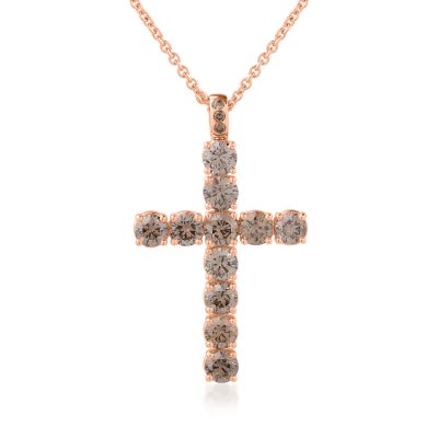 Lant cu pandantiv din aur roz cu diamante maro de 4.58ct