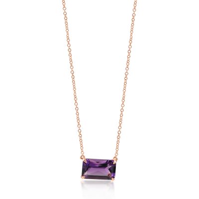 Lant cu pandantiv din aur roz cu un ametist octogonal de 1.9ct