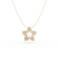 Lant cu pandantiv floare din aur galben cu diamante de 0.55ct