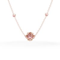 Lant cu pandantiv flori de tei din aur roz cu safire roz de 0.37ct