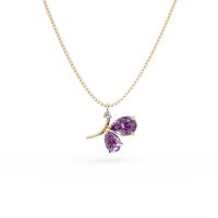 Lant cu pandantiv fluture din aur galben cu ametiste de 0.85ct si zirconia