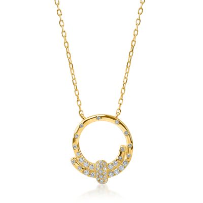 Lant cu pandantiv geometric din aur galben cu diamante de 0.23ct