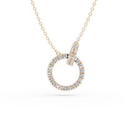 Lant cu pandantiv geometric din aur galben cu diamante de 0.79ct