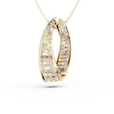 Lant cu pandantiv geometric din aur galben cu diamante multicolore de 2.03ct
