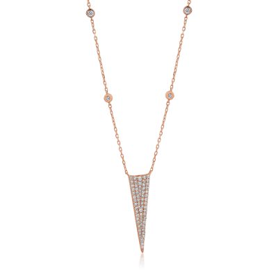 Lant cu pandantiv geometric din aur roz cu diamante de 0.54ct