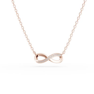 Lant cu pandantiv infinit din aur roz cu diamante de 0.04ct