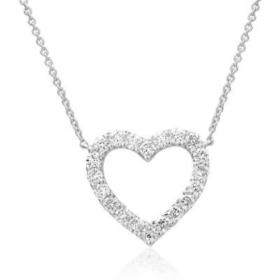 Lant cu pandantiv inimioara din aur alb cu diamante de 0.5ct