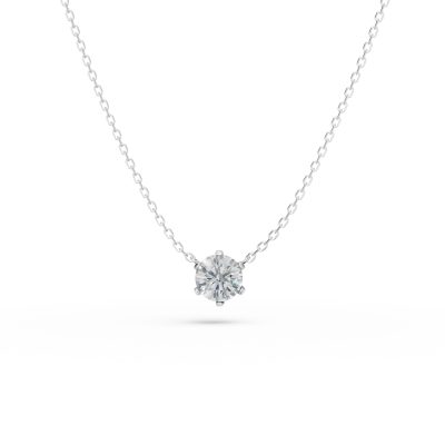 Lant cu pandantiv minimalist din aur alb cu diamant de 0.1ct