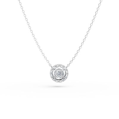 Lant cu pandantiv minimalist din aur alb cu diamante de 0.2ct
