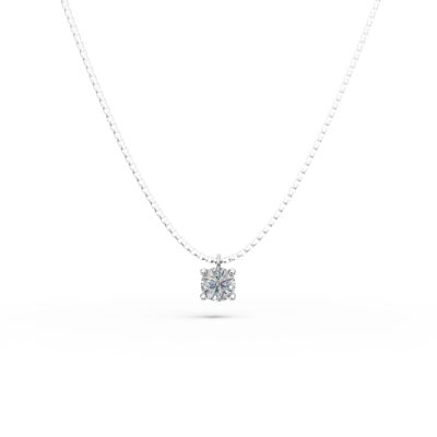 Lant cu pandantiv minimalist din aur alb cu zirconia solitaire