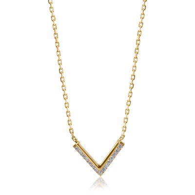 Lant cu pandantiv minimalist din aur galben cu diamante de 0.06ct
