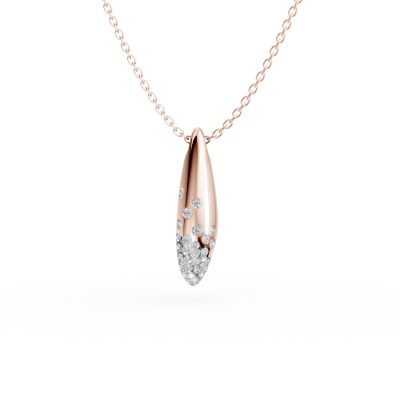 Lant cu pandantiv minimalist din aur roz cu diamante de 0.1ct