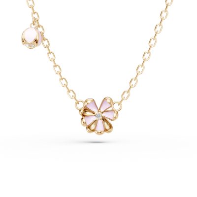 Lant cu pandantive flori de tei din aur galben cu diamante de 0.02ct pentru copii