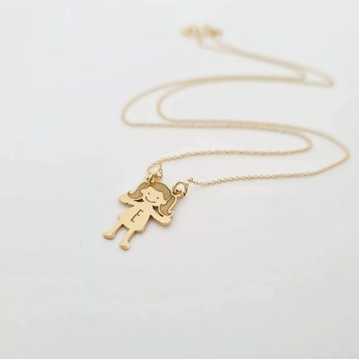 Lantisor familie - 1 membru - Aur galben 14 K - pandantiv 16 mm inaltime