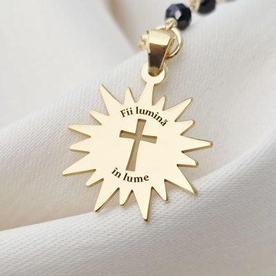 Lantisor Fii lumina in lume - Bijuterie cu Har - Argint 925 placat cu Aur Galben 18K