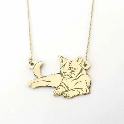 Lantisor Pisica Intinsa - 14K Aur Galben