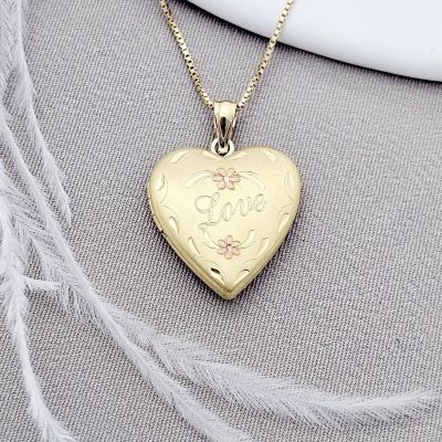 Medalion inima cu poze in interior - Love Blossoms - Argint 925 placat cu Aur Galben 18K