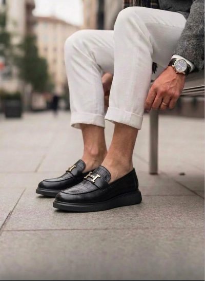 Mocasini barbati H  casual  negri  piele eco  comozi   H01 N12-3