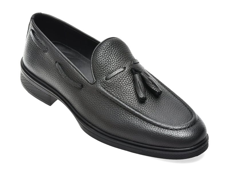 Mocasini eleganti OTTER negri, FH405, din piele naturala