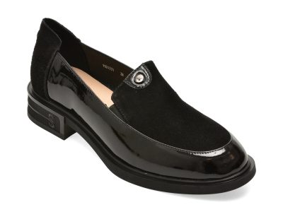 Mocasini IMAGE negri, 1001331, din piele intoarsa