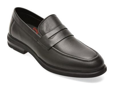 Mocasini OTTER negri, E1811, din piele naturala