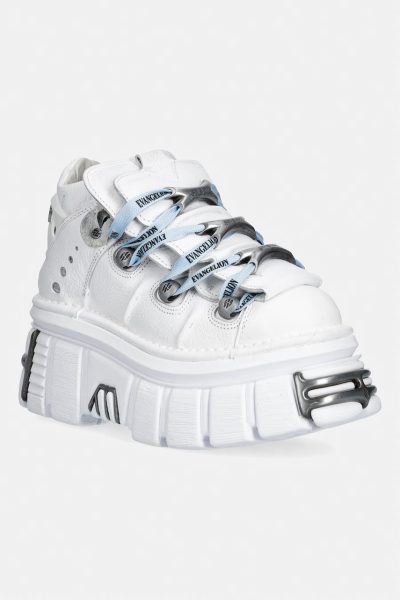 New Rock  încălțăminte pentru femei din piele NAPA BLANCA + IMPERFECT TOWER BLANCO TORNILLOS