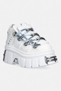 New Rock  încălțăminte pentru femei din piele NAPA BLANCA + IMPERFECT TOWER BLANCO TORNILLOS