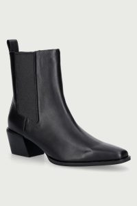 Nokwol  botine pentru femei din piele Dusi Black Leather