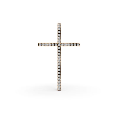 Pandantiv cruce din aur galben cu diamante de 0.23ct