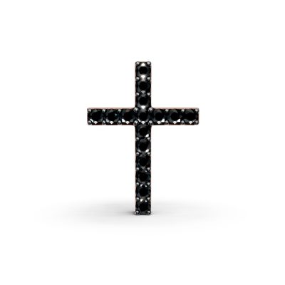 Pandantiv cruce din aur roz cu diamante negre de 0.33ct