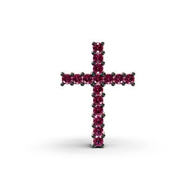 Pandantiv cruce din aur roz cu rubine de 0.17ct
