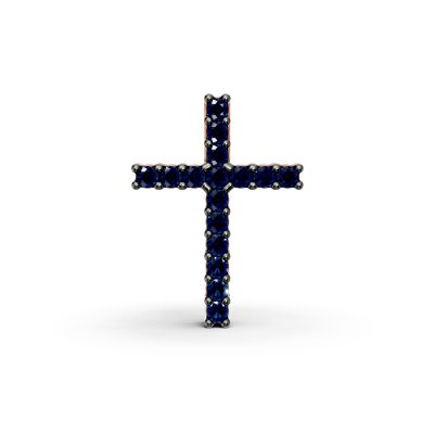 Pandantiv cruce din aur roz cu safire de 0.17ct