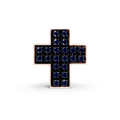 Pandantiv cruce din aur roz cu safire de 0.22ct