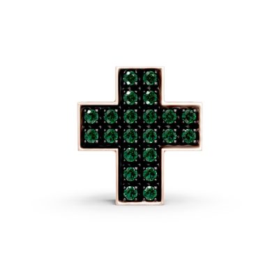 Pandantiv cruce din aur roz cu smaralde de 0.22ct