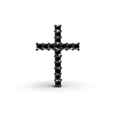 Pandantiv cruciulita din aur roz cu diamante negre de 0.1ct