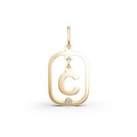 Pandantiv cu initiala C din aur galben cu diamant de 0.005