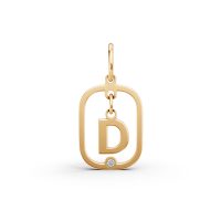 Pandantiv cu initiala D din aur galben cu diamant de 0.005