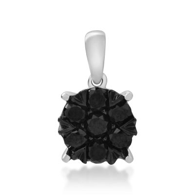 Pandantiv din aur alb cu diamante negre de 0.594ct