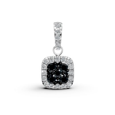 Pandantiv din aur alb cu diamante negre si incolore de 0.2ct