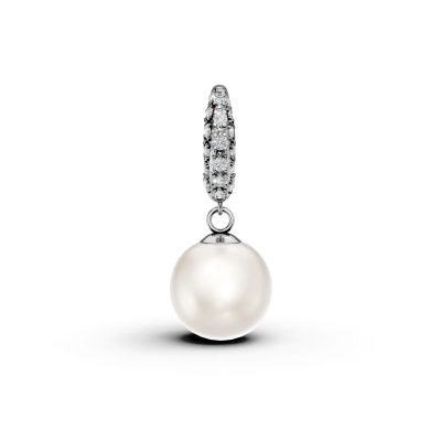 Pandantiv din aur alb cu perla de cultura de si diamante de 0.07ct