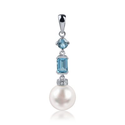 Pandantiv din aur alb cu pietre pretioase si semipretioase de 8.3ct