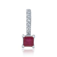 Pandantiv din aur alb cu rubin princess de 0.182ct si diamante de 0.03ct