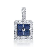 Pandantiv din aur alb cu safire square de 0.24ct si diamante de 0.06ct
