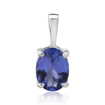 Pandantiv din aur alb cu tanzanit oval de 1.3ct