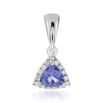 Pandantiv din aur alb cu tanzanit triangle de 0.46ct si diamante de 0.08ct
